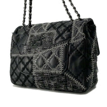 将图像加载到图库查看器中，CHANEL CC Logo Patchwork ChainShoulder Bag Black/Gray Lambskin Tweed
