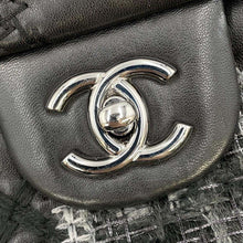 将图像加载到图库查看器中，CHANEL CC Logo Patchwork ChainShoulder Bag Black/Gray Lambskin Tweed
