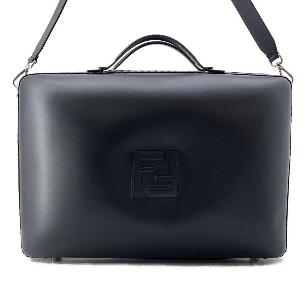 FENDI Large suitcase with FF logo Black7VV158 Leather