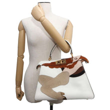 Load image into Gallery viewer, FENDI Peekaboo ISeeU Antonio Lopez White/Brown/Beige8BN321 Leather suede Size Medium
