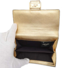 Load image into Gallery viewer, FENDI Baguette Zucca Medium Wallet Gold 8M0419 Leather
