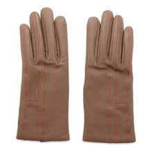 将图像加载到图库查看器中，HERMES H stitch gloves Size 7 Etoupe/Framboise Lambskin
