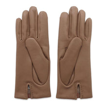 将图像加载到图库查看器中，HERMES H stitch gloves Size 7 Etoupe/Framboise Lambskin
