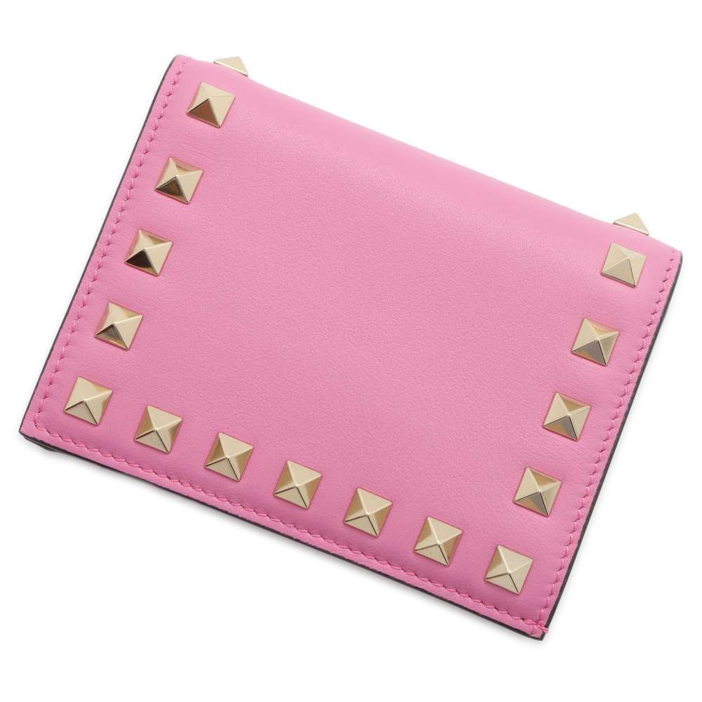 Valentino Garavani Lock Studded Bi-fold Wallet Pink WW2P0P39BOL Leather