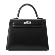 将图像加载到图库查看器中，HERMES Kelly Sellier Black Box Calf Leather Size 25
