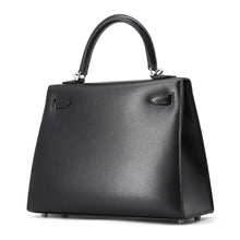 将图像加载到图库查看器中，HERMES Kelly Sellier Black Box Calf Leather Size 25
