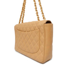 Load image into Gallery viewer, CHANEL Jumbo Matelasse ChainShoulder Bag BeigeA04412 Caviar Leather Size 30
