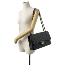 Load image into Gallery viewer, CHANEL Matelasse W Flap ChainShoulder Bag Black A58600 Caviar Leather Size 30
