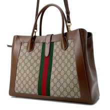 将图像加载到图库查看器中，GUCCI Jackie 1961 2WAY Tote Bag Beige/Brown 649015 GG SupremeCanvas Leather
