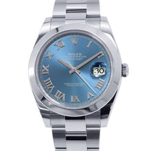 将图像加载到图库查看器中，ROLEX Datejust W41mm Stainless Steel Azzurro Blue Dial 126300
