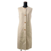 Load image into Gallery viewer, HERMES Long gilet with wooden buttons Size 34 Beige Naturel Cashmere100%
