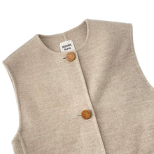 Load image into Gallery viewer, HERMES Long gilet with wooden buttons Size 34 Beige Naturel Cashmere100%
