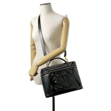 Load image into Gallery viewer, CHANEL Vanity 2way Bag Black Patent Leather
