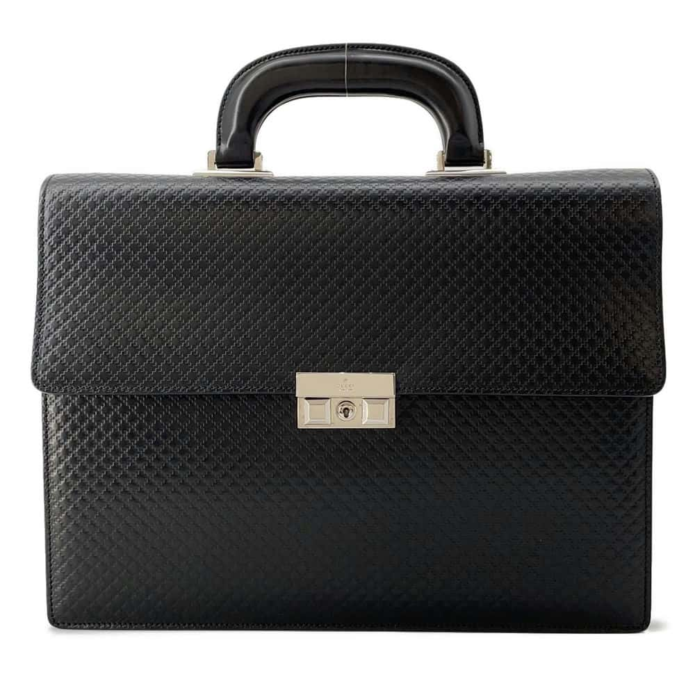 GUCCI Diamante Briefcase Black 201849 Leather