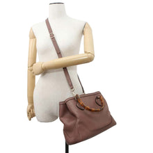 将图像加载到图库查看器中，GUCCI Bamboo2wyHandbag Brown 308360 Leather
