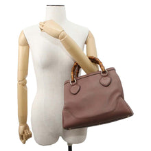 将图像加载到图库查看器中，GUCCI Bamboo2wyHandbag Brown 308360 Leather
