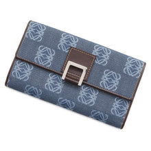 将图像加载到图库查看器中，LOEWE Anagram Long Wallet Blue Denim/Leather
