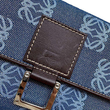 将图像加载到图库查看器中，LOEWE Anagram Long Wallet Blue Denim/Leather
