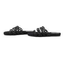 Load image into Gallery viewer, HERMES Chaine d&#39;Ancre Sandals Black Leather Linen Size 38
