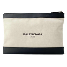 将图像加载到图库查看器中，BALENCIAGA Navy clip Black/Beige 373834 Canvas Leather Size M
