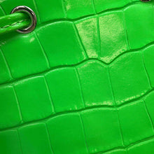 将图像加载到图库查看器中，BALENCIAGA Drawstring Bucket 2wayBag Light Green 638342 Embossed Leather Size XS
