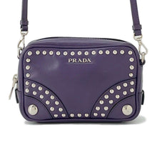 将图像加载到图库查看器中，PRADA Studded Shoulder Bag Purple 1N1674 Leather
