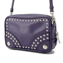 将图像加载到图库查看器中，PRADA Studded Shoulder Bag Purple 1N1674 Leather
