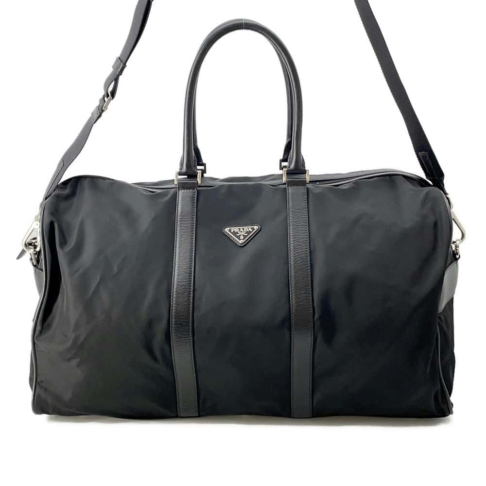 PRADA 2way Travel Bag Black Nylon Leather