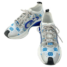 将图像加载到图库查看器中，GUCCI GG Technical Knit Sneakers White/Blue 680903 Fabric Rubber Size 37
