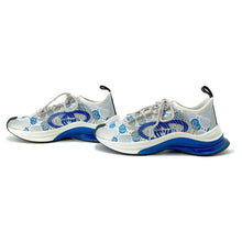 将图像加载到图库查看器中，GUCCI GG Technical Knit Sneakers White/Blue 680903 Fabric Rubber Size 37
