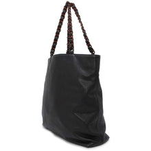 将图像加载到图库查看器中，CHANEL CC Logo Wood Grain Plastic Chain Tote Bag Black A14202 Caviar Leather
