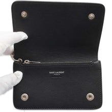 将图像加载到图库查看器中，SAINT LAURENT PARIS Chain Wallet Star Motif Black 360935 Leather
