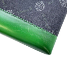 将图像加载到图库查看器中，Berluti Nino Clutch Bag Black/Green PVC Coated Canvas Leather Size GM
