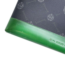 将图像加载到图库查看器中，Berluti Nino Clutch Bag Black/Green PVC Coated Canvas Leather Size GM
