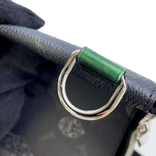 将图像加载到图库查看器中，Berluti Nino Clutch Bag Black/Green PVC Coated Canvas Leather Size GM
