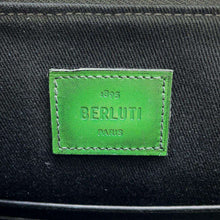 将图像加载到图库查看器中，Berluti Nino Clutch Bag Black/Green PVC Coated Canvas Leather Size GM
