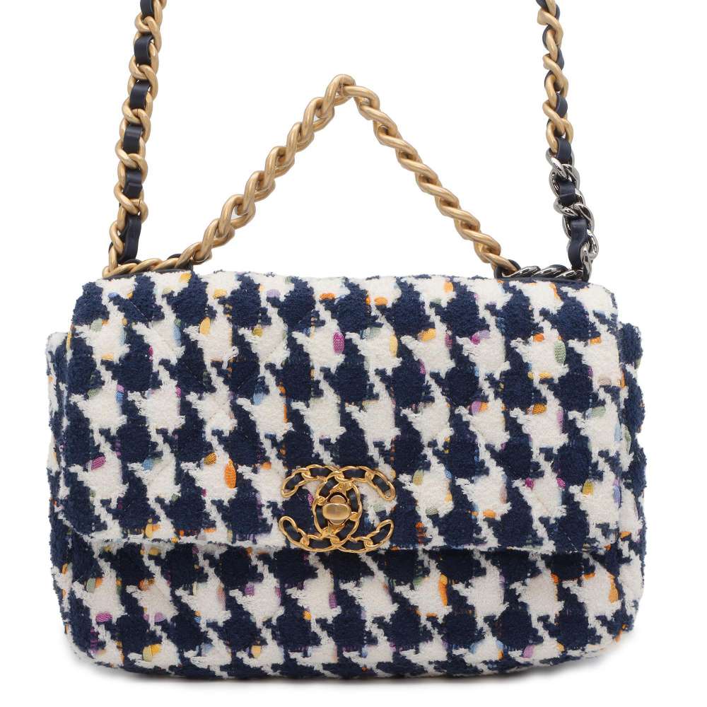 CHANEL CHANEL19 ChainShoulder Bag Blue/WhiteAS1160 Tweed