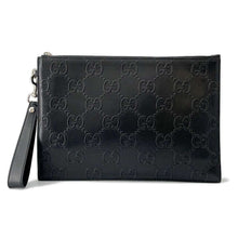 Load image into Gallery viewer, GUCCI GG embossed Clutch Bag Black 625569 Leather
