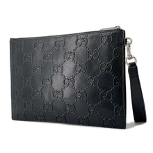 Load image into Gallery viewer, GUCCI GG embossed Clutch Bag Black 625569 Leather
