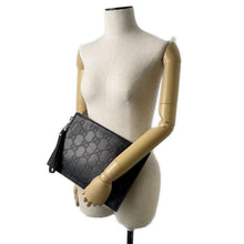 Load image into Gallery viewer, GUCCI GG embossed Clutch Bag Black 625569 Leather
