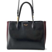 Load image into Gallery viewer, PRADA 2WAY Tote Bag Bibliotheque Black/Gray 1BG098 Leather
