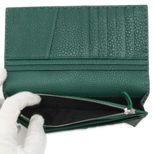 将图像加载到图库查看器中，FENDI Selleria Continental Wallet Bifold Wallet Long Wallet Gray/Green 7M0186 Calf Leather
