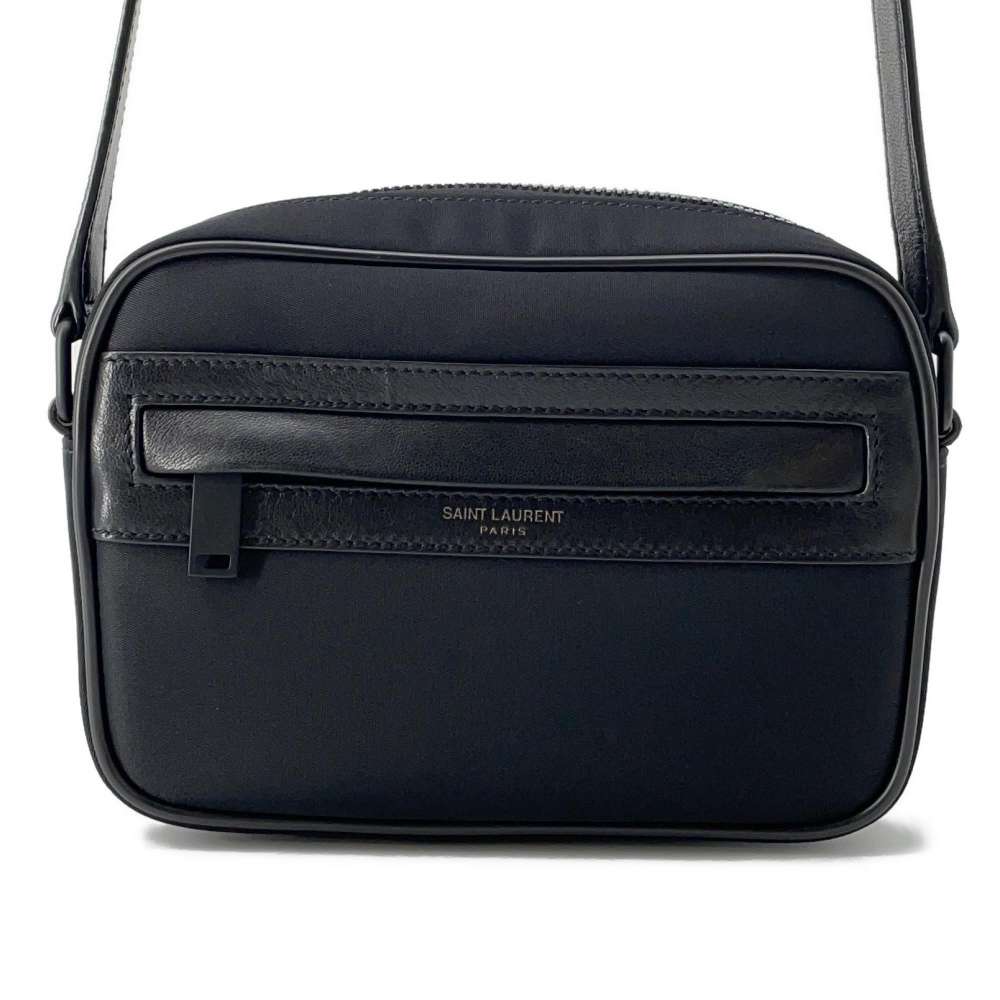 SAINT LAURENT PARIS Camping Shoulder Bag Black 647179 Nylon Leather