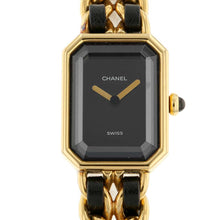 将图像加载到图库查看器中，CHANEL Premiere W20mm×H26ｍｍ Gold Plated Leather Black Dial H0001
