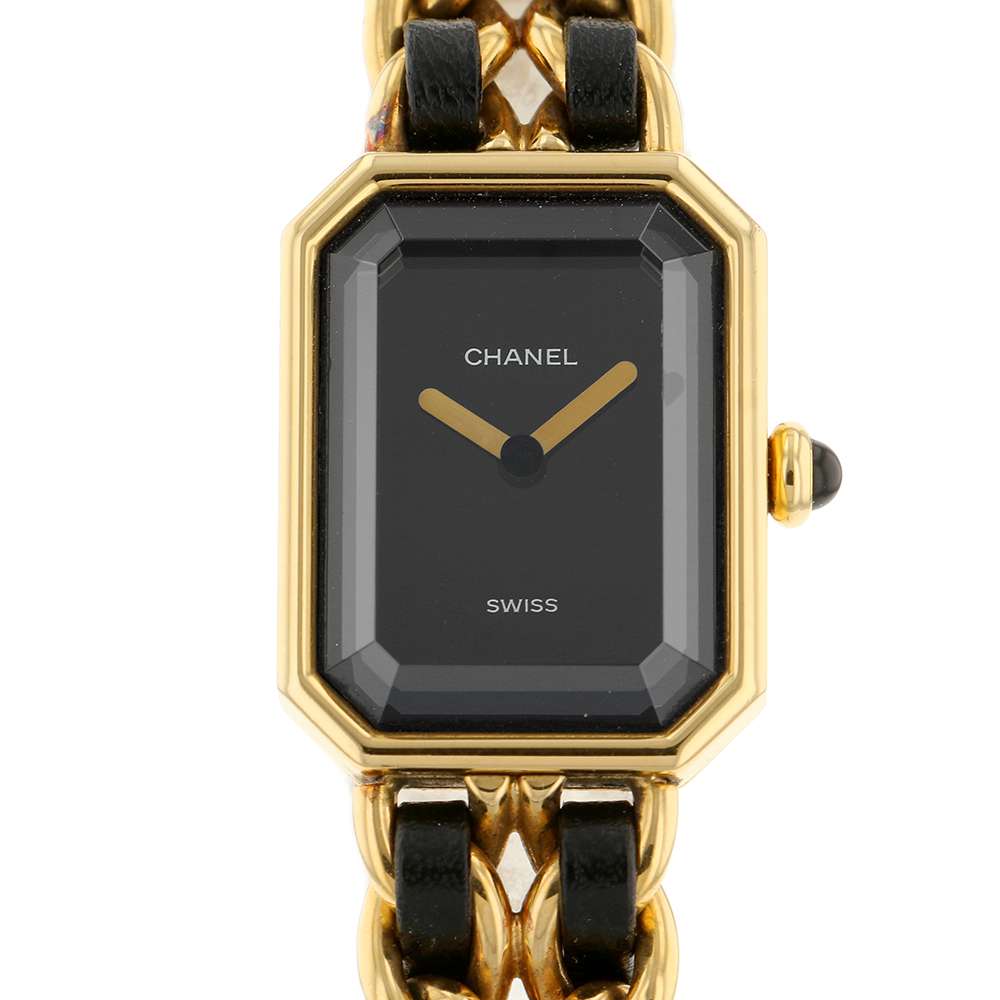 CHANEL Premiere W20mm×H26ｍｍ Gold Plated Leather Black Dial H0001