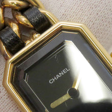 将图像加载到图库查看器中，CHANEL Premiere W20mm×H26ｍｍ Gold Plated Leather Black Dial H0001
