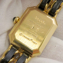 将图像加载到图库查看器中，CHANEL Premiere W20mm×H26ｍｍ Gold Plated Leather Black Dial H0001
