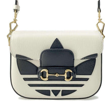 将图像加载到图库查看器中，GUCCI Adidas collaboration Horsebit1955 Shoulder Bag Black/White658574 Leather
