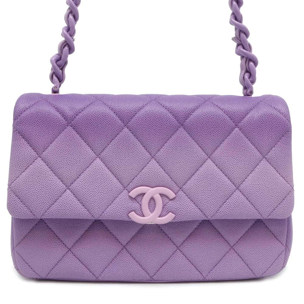 CHANEL Matelasse Gradation Shoulder Bag Purple AS4598 Caviar Leather