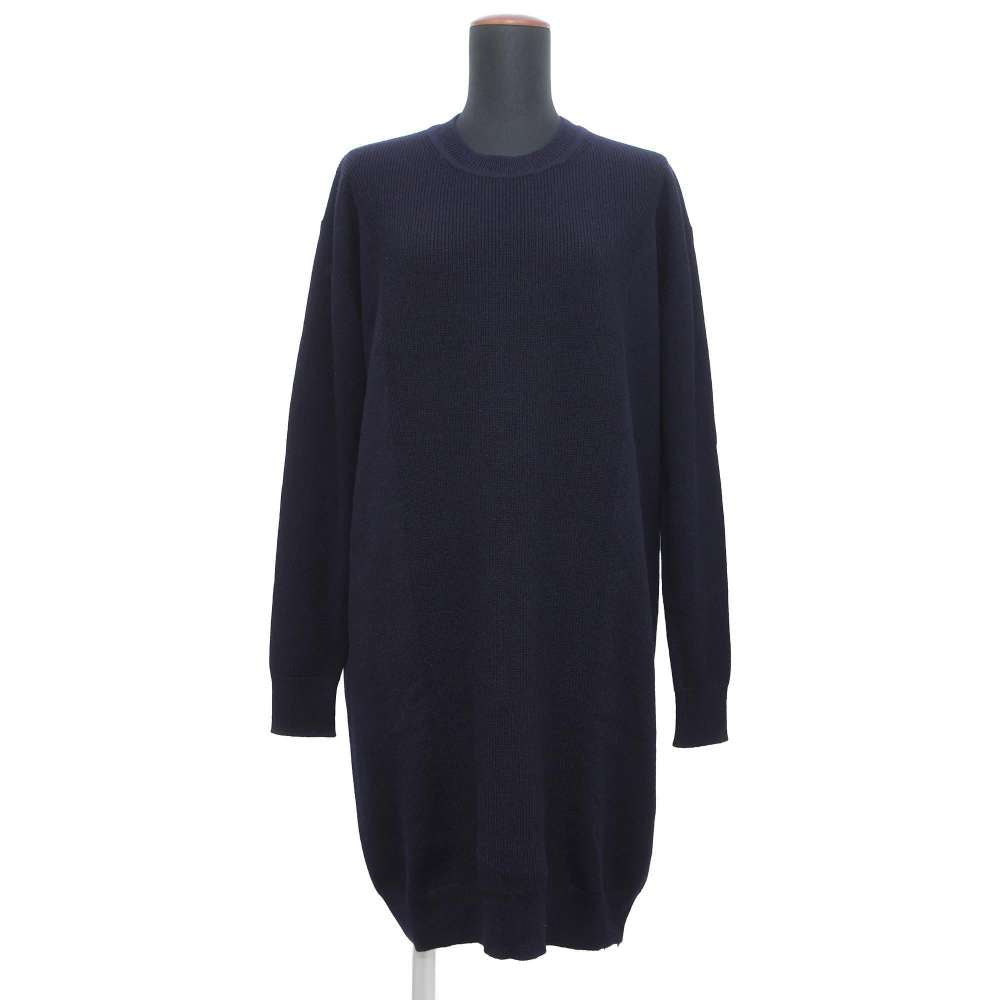 HERMES Serie button dress Size 34 Navy Cashmere100%